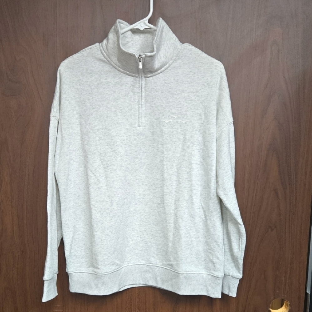 Lazypants Size M Light Heathered Grey 1/4 Zip Pullover Sweater